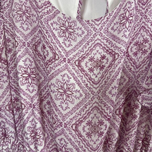 Women’s Torrid Pink Print Knee Length Elastic Waist Dress Size 0/L/12 Preowned - Picture 5 of 13